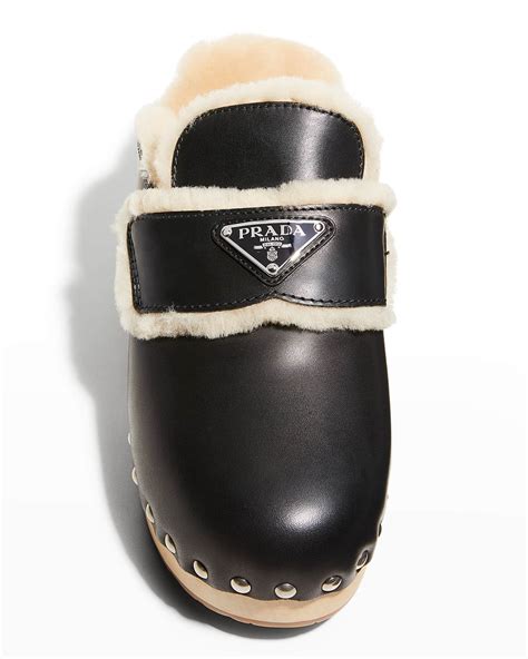 Prada shearling clog